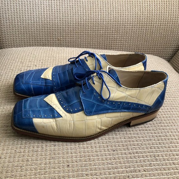 Fortune From Liberty Blue Croc Pattern Leather Oxfords main image 4